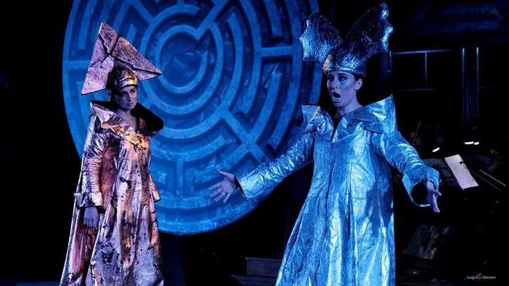 Pubblico in piedi che applaude in un teatro storico durante un concerto